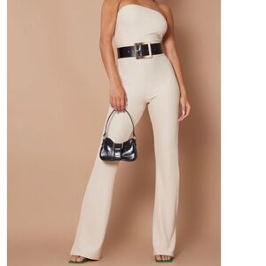 Ribbed strapless jumpsuit